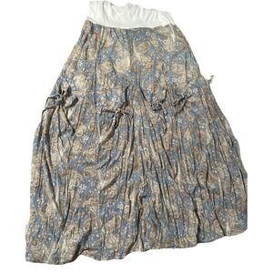 SURREALIST VTG Blue Tan Paisley Maxi Boho Prairie Peasant Size 3 Made In USA Y2K